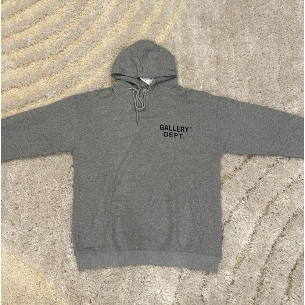 Gallery Dept Classic Logo Grey/Black Hoodie for Men Size Large